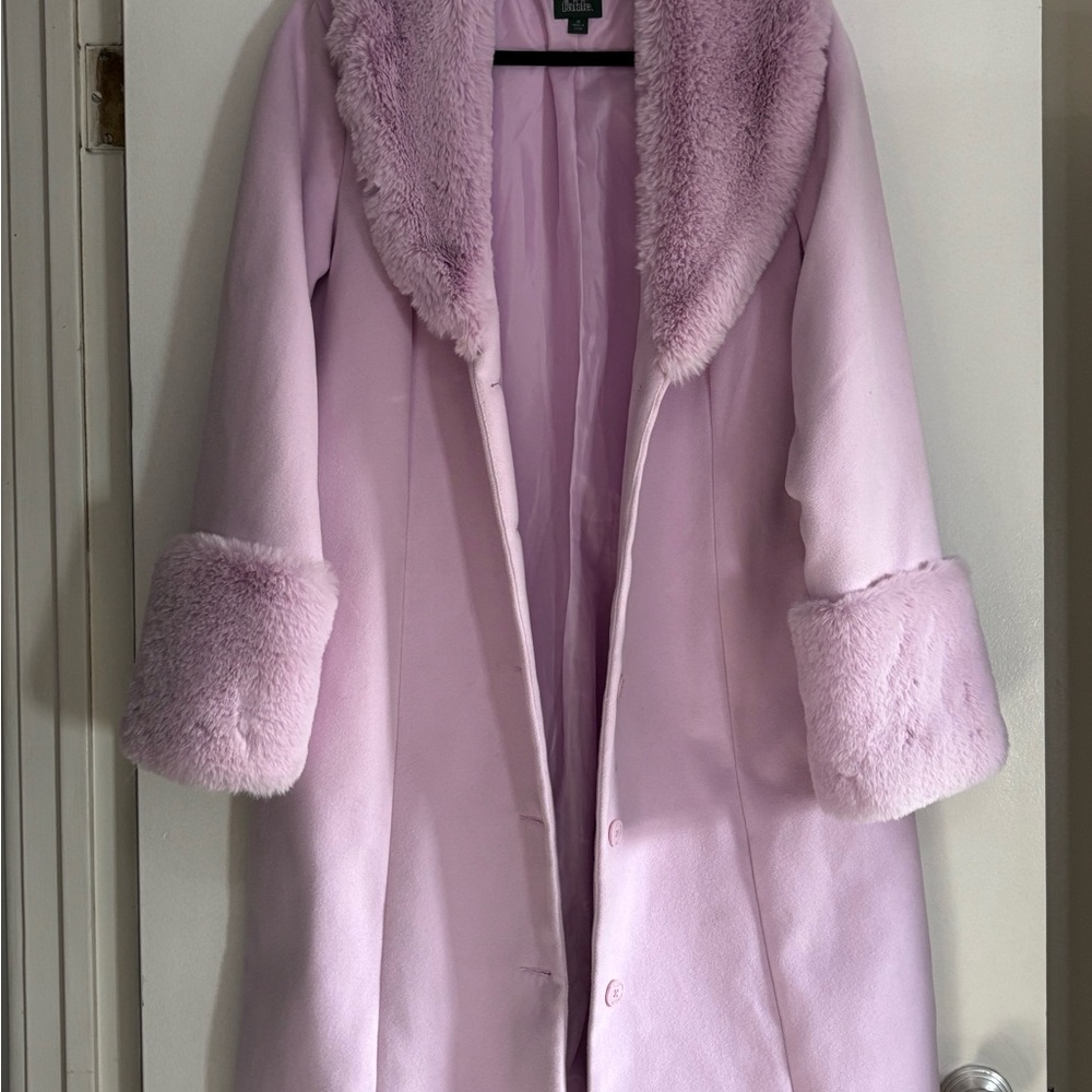 Lavender Faux Fur Trim Coat